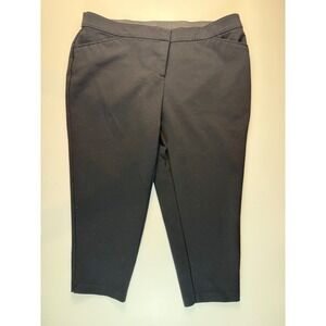 Avenue Black Petite Cropped Dress Pants Size 16P Tapered Work Trousers Elastic